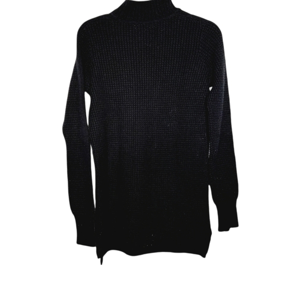 Banana Republic Wool Blend Mock Neck Sweater Tunic front Pockets Waffle Knit S - Picture 4 of 10